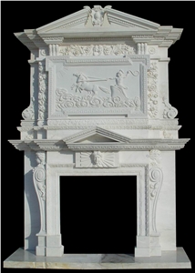 Italian Carrara White Handcarved Fireplace Mantel,Fireplace Surround