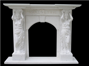 Italian Carrara White Handcarved Fireplace Mantel,Fireplace Surround