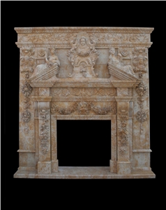 Italian Carrara White Handcarved Fireplace Mantel,Fireplace Surround