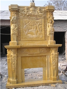 Italian Carrara White Handcarved Fireplace Mantel,Fireplace Surround