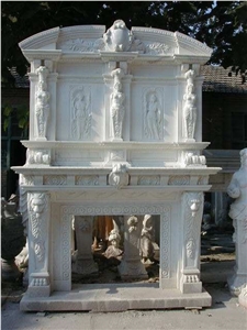 Italian Carrara White Handcarved Fireplace Mantel,Fireplace Surround