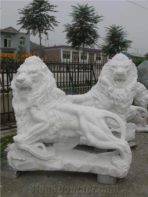 Lion Marble Stone Fireplace Sculpture Hand Carved Vase Pot Mantel