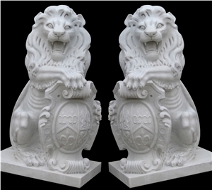 Lion Marble Stone Fireplace Sculpture Hand Carved Vase Pot Mantel
