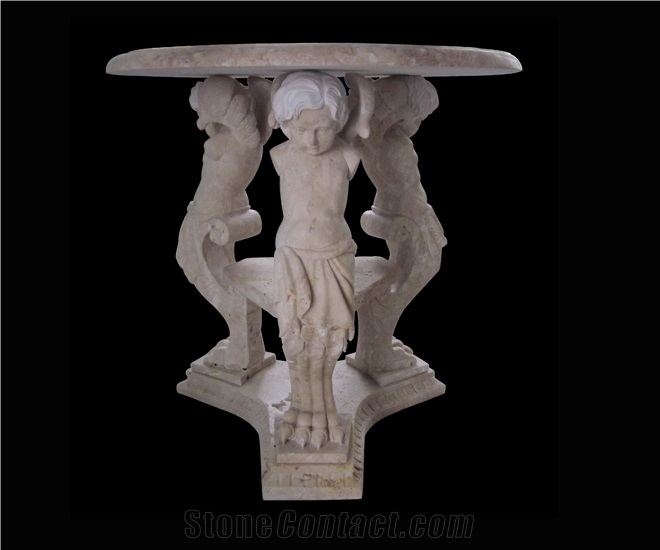 Marble Handcarved Outdoor Tables, Western Style Garden Table