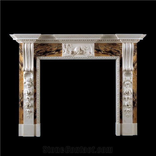 Marble Inlaid Fireplace Mantel Fireplace Surround