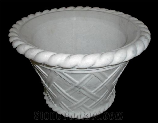 Marble Stone Hand Carved Vase, Flower Pot