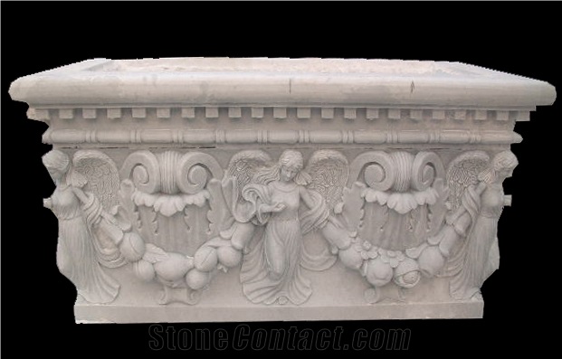 Marble Stone Hand Carved Vase, Flower Pot