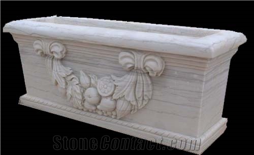 Marble Stone Hand Carved Vase, Flower Pot