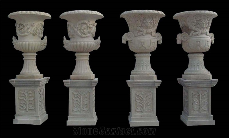 Marble Stone Hand Carved Vase, Flower Pot