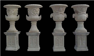 Marble Stone Hand Carved Vase, Flower Pot