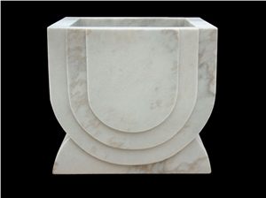 Marble Vases/White Marble Handcarved,Sculptured Stone Flower Pot