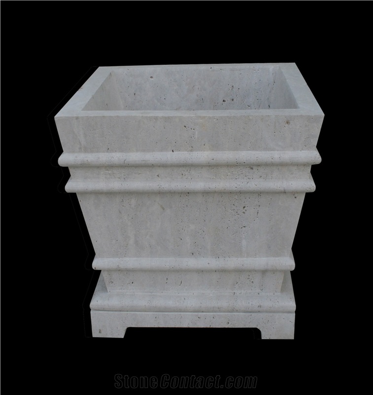 Marble Vases/White Marble Handcarved,Sculptured Stone Flower Pot