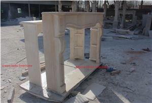 Mocca Cream Limestone Fireplace Mantel Surrounds