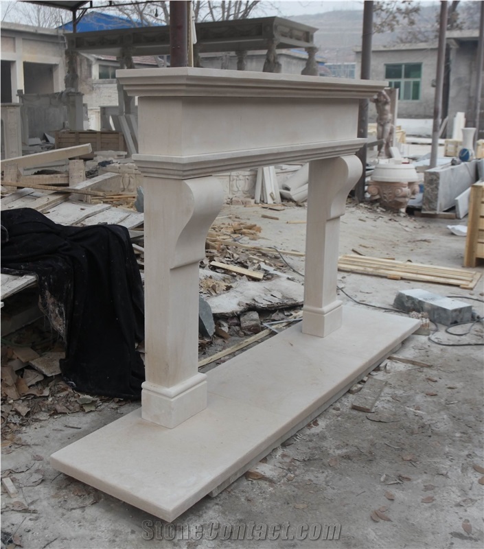 Mocca Cream Limestone Fireplace Mantel Surrounds