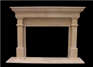 Moonlight Beige Limestone Handcarved Fireplaces Mantel, Western Style