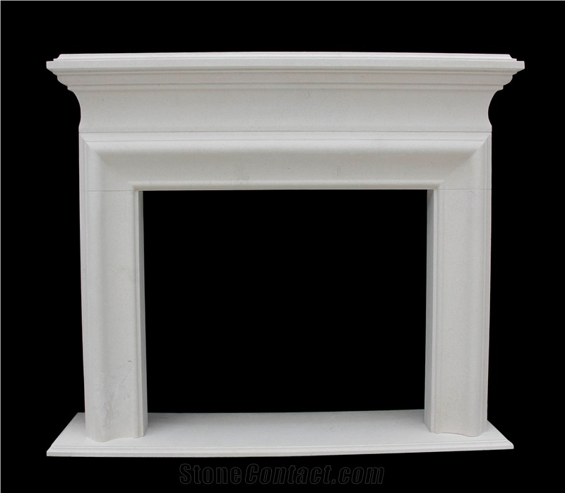 Moonlight Beige Limestone Handcarved Fireplaces Mantel, Western Style