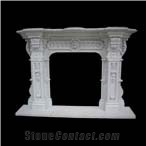 Moonlight Beige Limestone Sculptured Fireplaces Mantel, Western Style