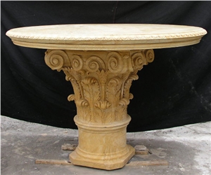 Natural Marble Handcarved Outdoor Tables, Sculptured Garden Table