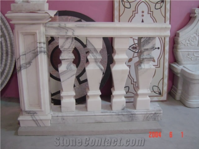 Natural Stone Hand Carved Balustrade, Western Style Sculptured Railing