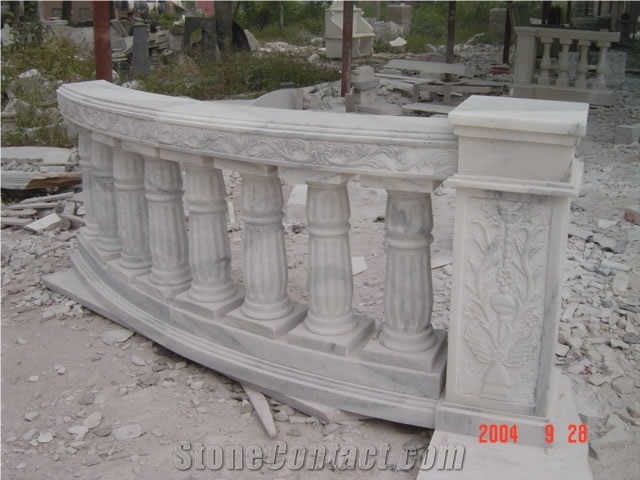 Natural Stone Hand Carved Balustrade, Western Style Sculptured Railing