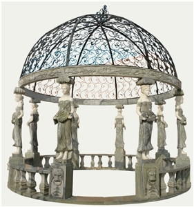 Natural Stone Handcarved Garden Gazebo,Western Style Sculptured Gazebo