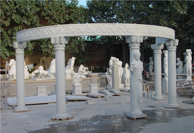Natural Stone Handcarved Garden Gazebo,Western Style Sculptured Gazebo