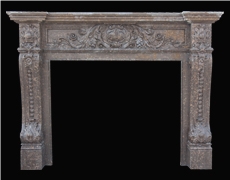 Portoro Marble Handcarved Fireplaces Mantel, Western Style Fireplace