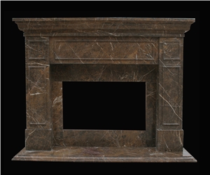 Portoro Marble Handcarved Fireplaces Mantel, Western Style Fireplace