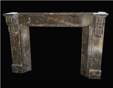 Portoro Marble Handcarved Fireplaces Mantel, Western Style Fireplace