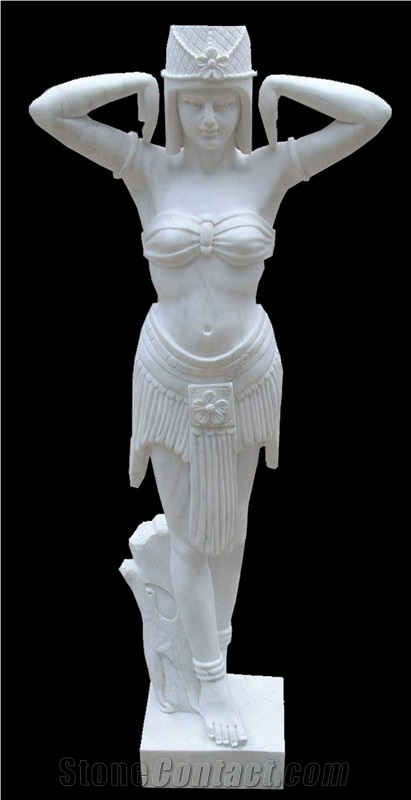 Red and White Marble Handcarved Human Statues,Western Style Sculptures