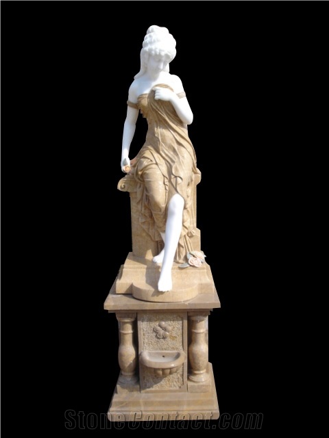 Red and White Marble Handcarved Human Statues,Western Style Sculptures