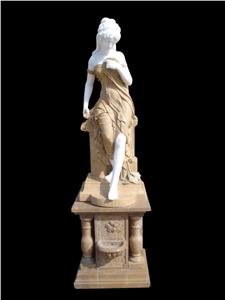 Red and White Marble Handcarved Human Statues,Western Style Sculptures
