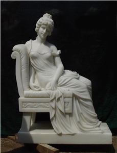 Red and White Marble Handcarved Human Statues,Western Style Sculptures