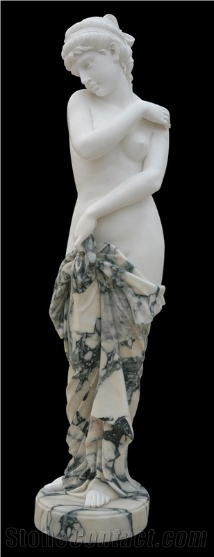 Red and White Marble Handcarved Human Statues,Western Style Sculptures