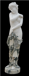 Red and White Marble Handcarved Human Statues,Western Style Sculptures