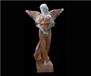 Red Marble Handcarved Human Sculptures, Western Style Statues