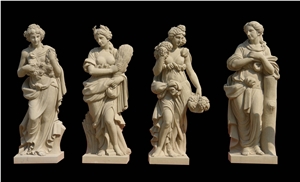 Red Marble Handcarved Human Sculptures, Western Style Women Statues