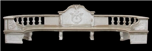 Red Marble Handcarved Outdoor Bench, Western Sculptured Garden Chair
