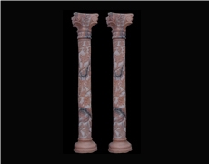 Red Marble Handcarved Sculptured Building Column, Western Style Pillar