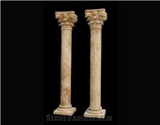 Red Marble Handcarved Sculptured Building Column, Western Style Pillar