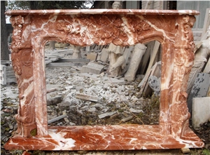 Red Rose Marble Fireplace Mantel Stone Fireplace