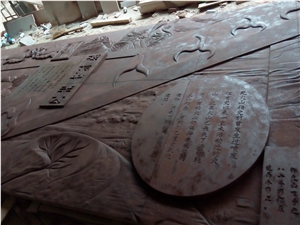 Relief in Red Sandstone.Red Sandstone Carving Stone Sculpture Relief