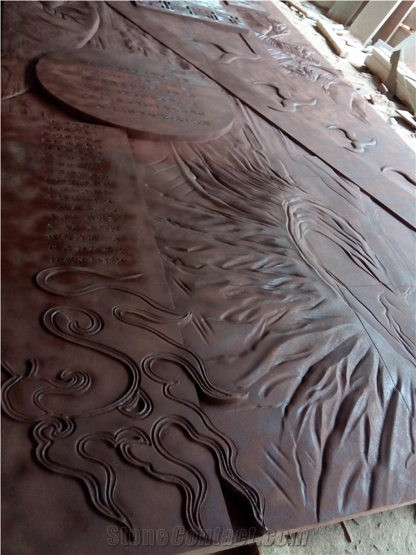 Relief in Red Sandstone.Red Sandstone Carving Stone Sculpture Relief