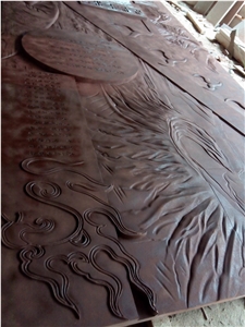 Relief in Red Sandstone.Red Sandstone Carving Stone Sculpture Relief