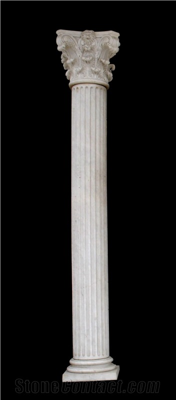 Roman Column Hand Carved Sculpture Marble
