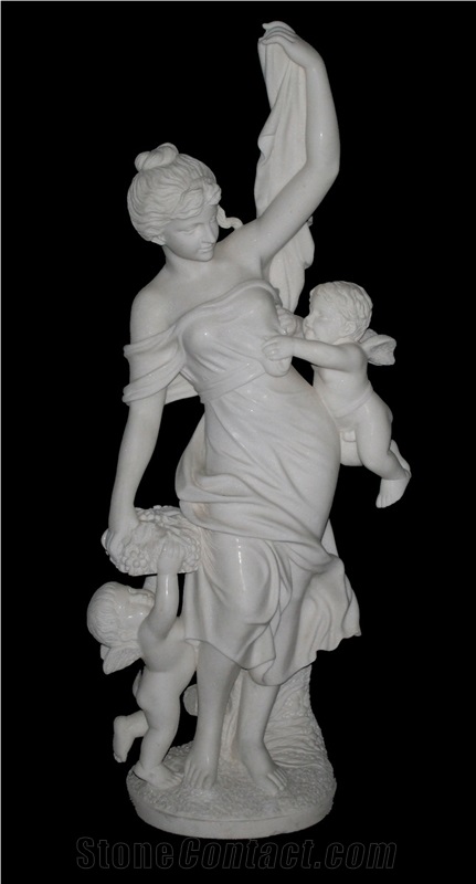 Sculptured Human Statues, White Marble Handcarved Western Sculptures