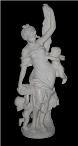 Sculptured Human Statues, White Marble Handcarved Western Sculptures