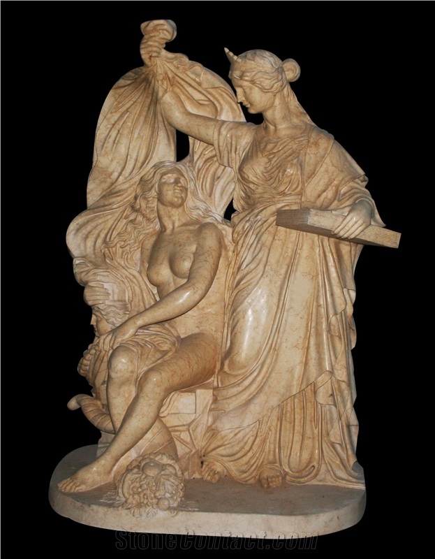 Sculptured Human Statues, White Marble Handcarved Western Sculptures