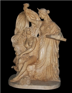Sculptured Human Statues, White Marble Handcarved Western Sculptures