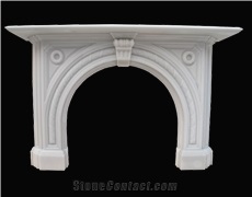 Sichuan White Marble Handcarved Fireplaces Mantel, Western Style